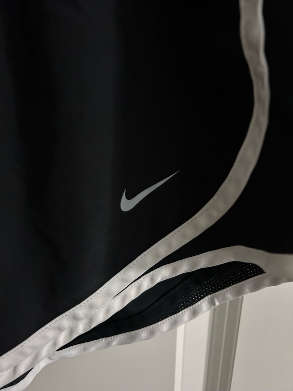 Nike Women's Black Athletic Shorts with White Piping - Picture 2 of 4